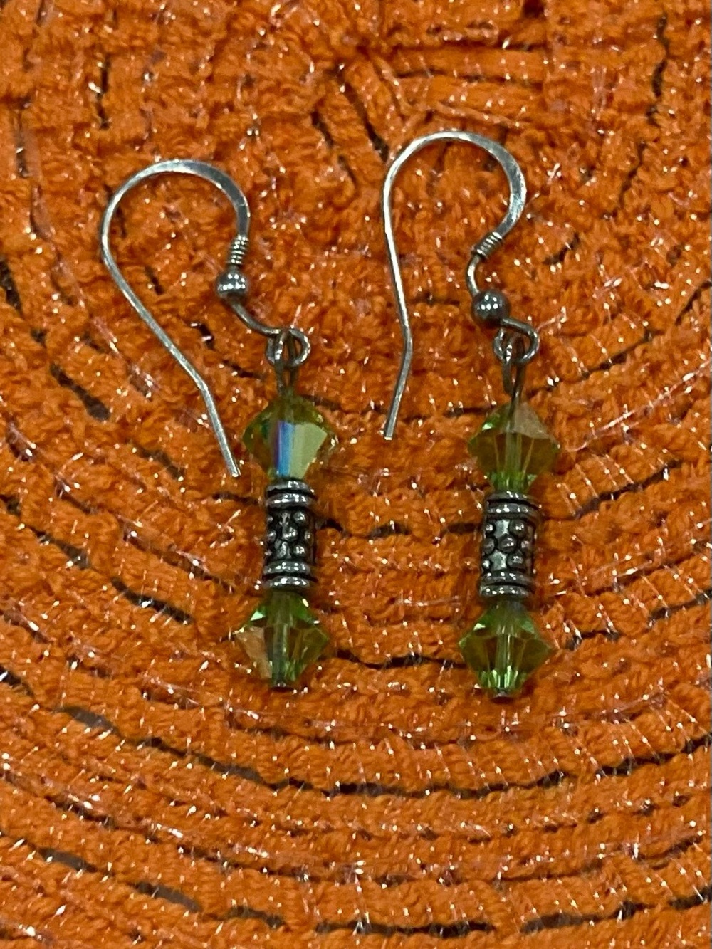 Vintage-Style Peridot Green Crystal Dangle Earrings